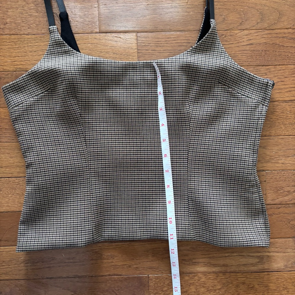 Zara Plaid Houndstooth Bustier Crop Top with Leather Straps - Picture 7 of 7
